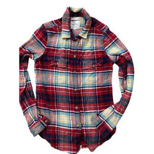 American Eagle Boyfriend Plaid Shirt Womens Small Red Grunge 90s Skater Outdoors